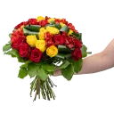 Bouquetof roses with alstromeria